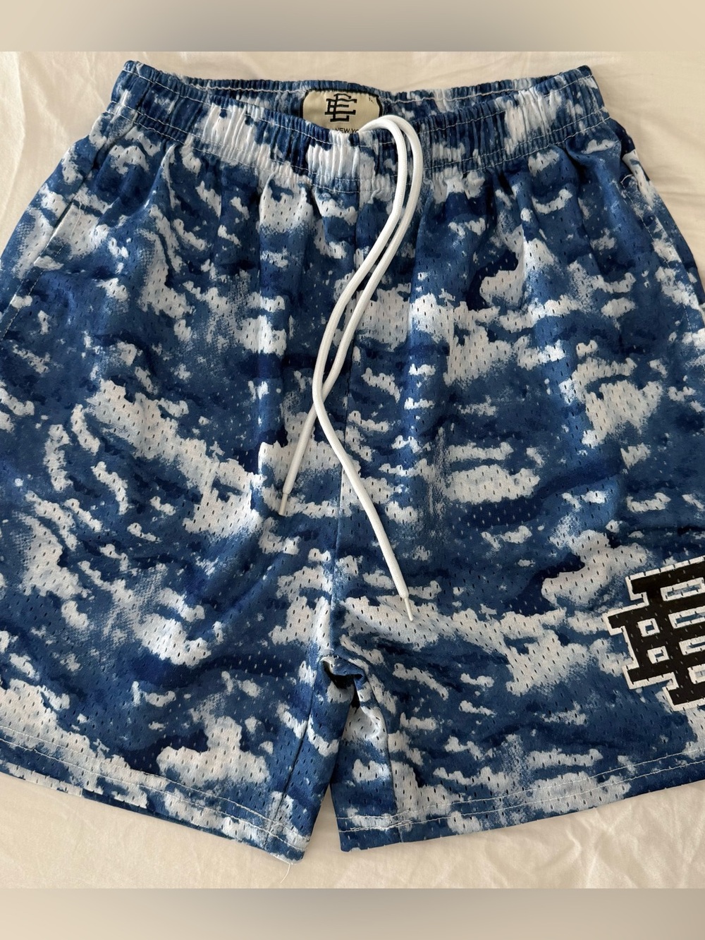 Eric Emanuel Blue and White Tie-Dye Athletic Shorts